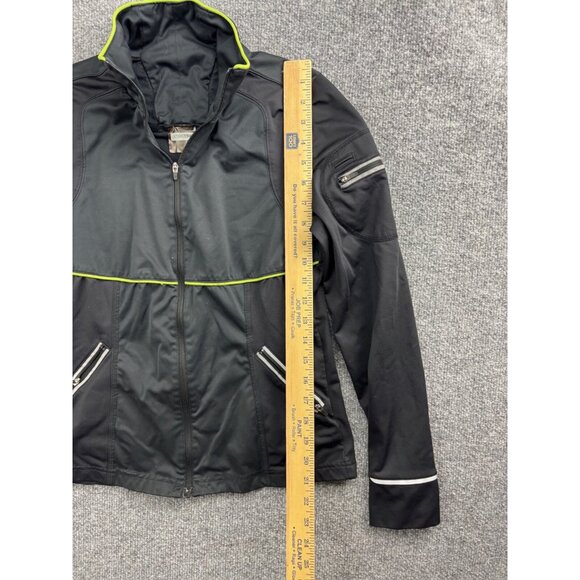 Athleta Reflective Track Jacket Women's Small Black Full Zip Pockets Mock Neck - Picture 3 of 6